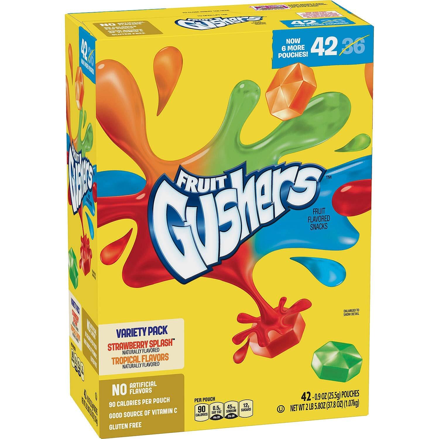 Fruit Gushers Variety Pack, Strawberry Splash and Tropical (42 ct.)(Pack of 6)