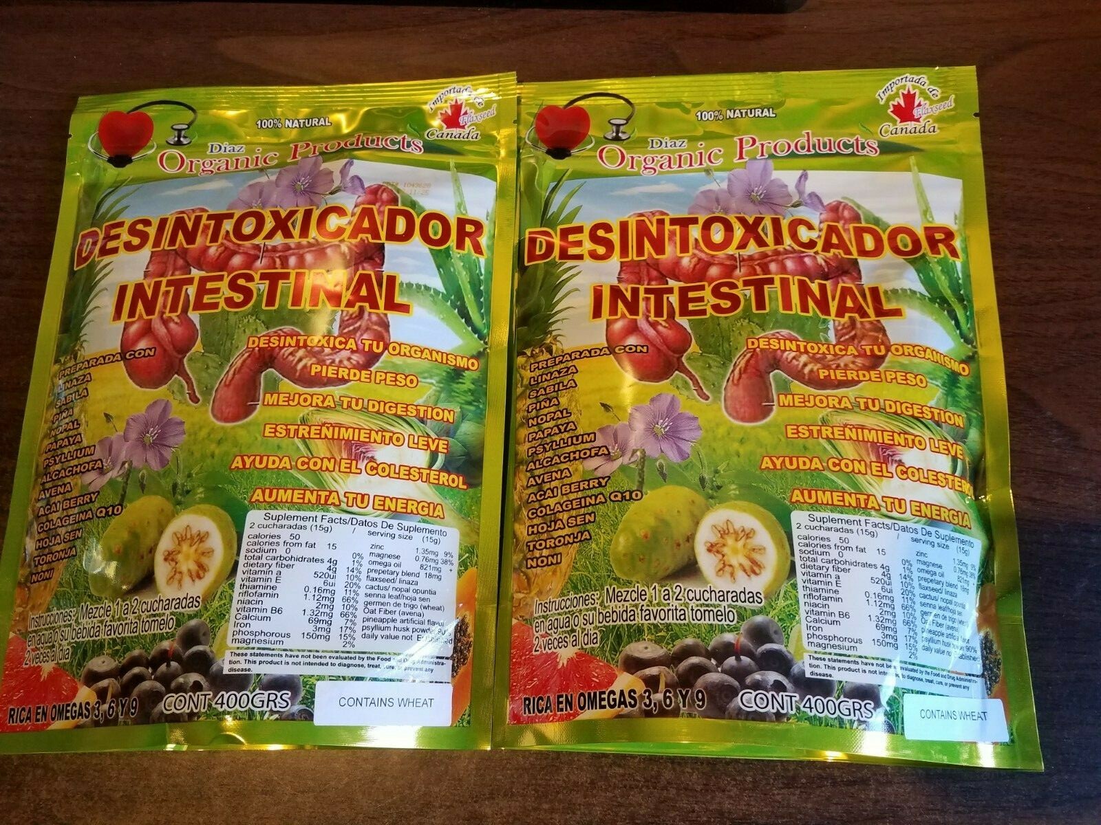 2 PACK INTESTINE DETOXIFY ORGANIC PRODUCTS 100 % NATURAL NEW FRESH 02/2025 15 OZ