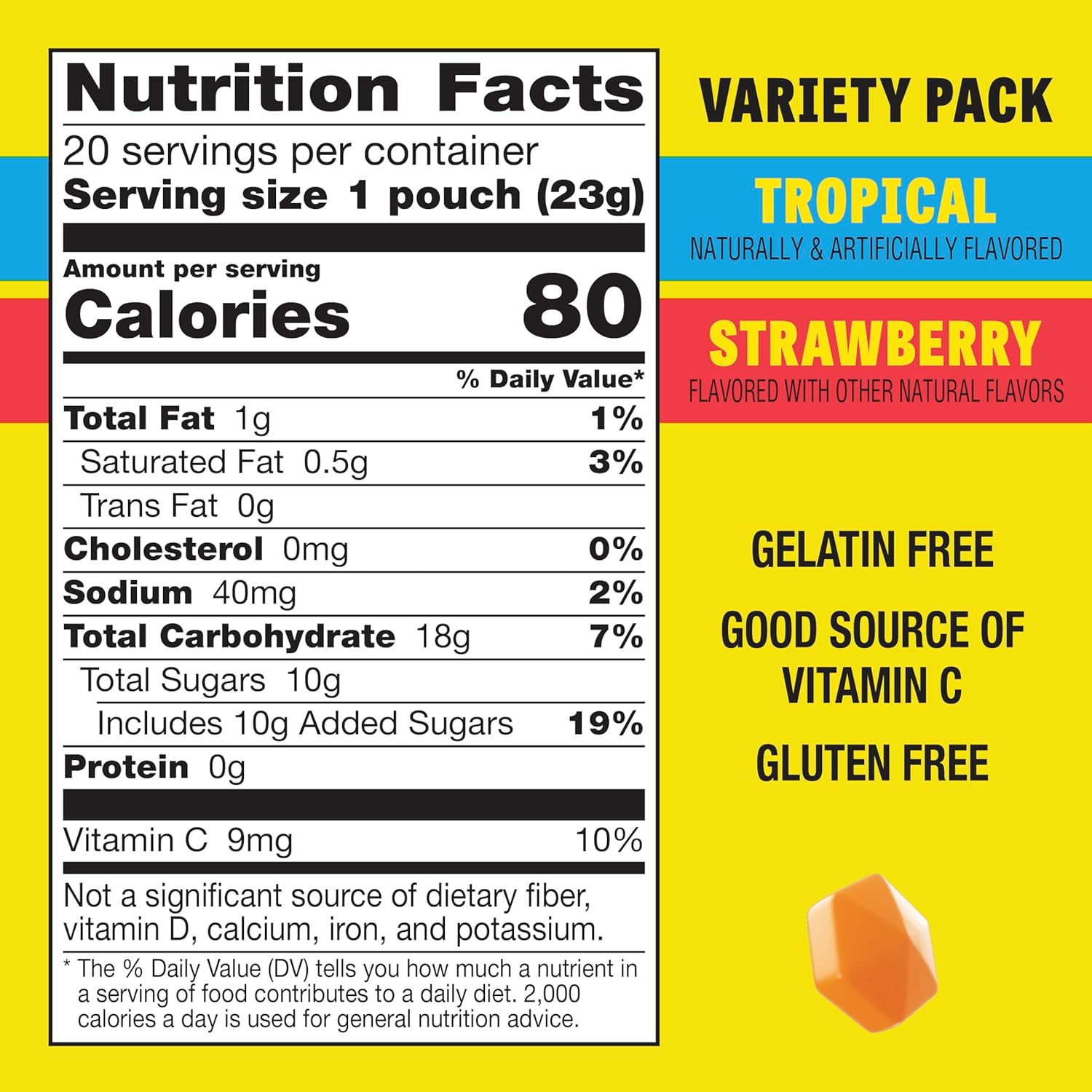 Gushers Fruit Flavored Snacks, Tropical and Strawberry Flavors, Family Pack, 20