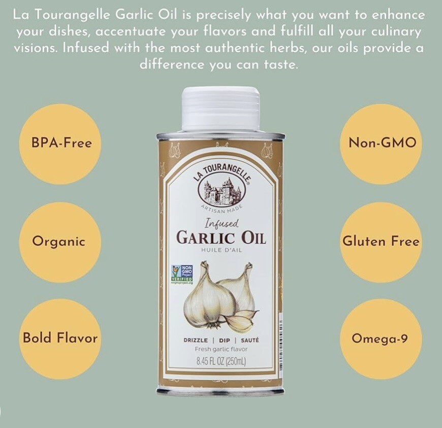 La Tourangelle Oil Garlic. Irresistible Aroma And Flavor. 8.45 Fl Oz