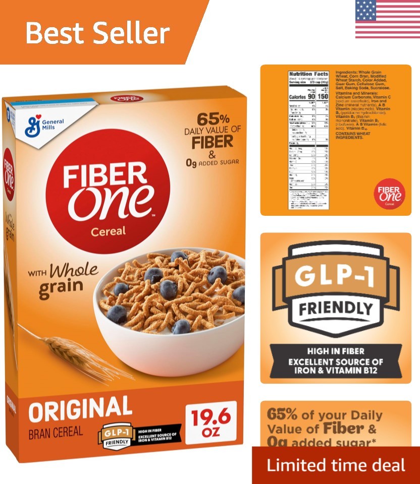 19.6 oz High Fiber Bran Cereal – Perfect for Breakfast & Healthy Snacks
