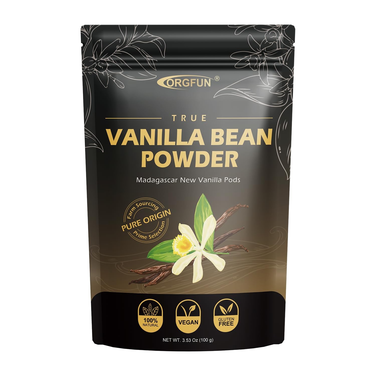 Vanilla Bean Powder 3.53 Oz Native Ground Madagascar Pure Natural No Fillers