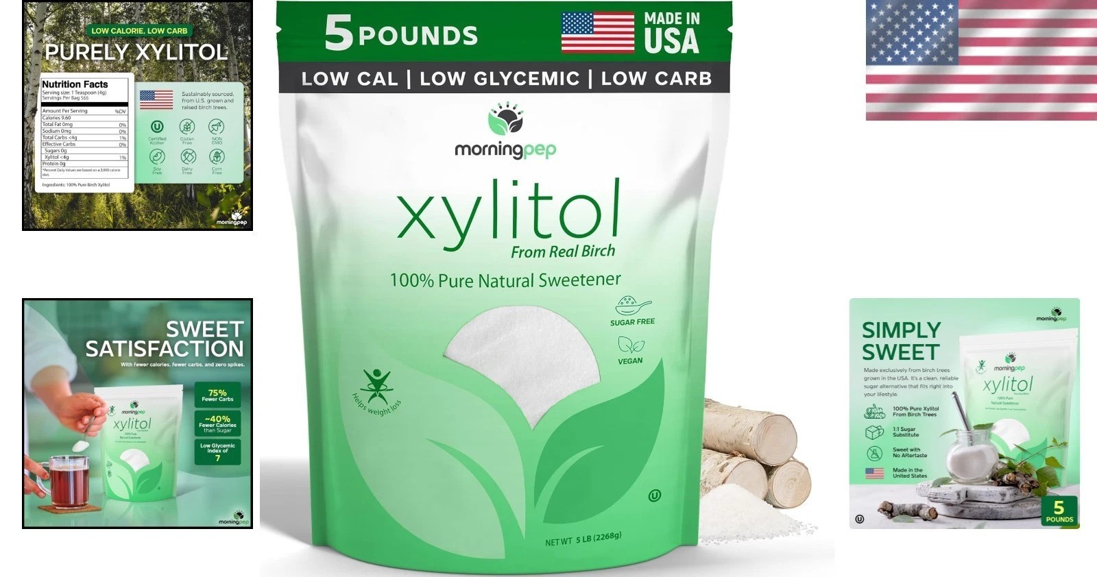Top Quality Birch Xylitol 5lb Pouch – Keto Diet, Gluten-Free, No Corn Aftertaste