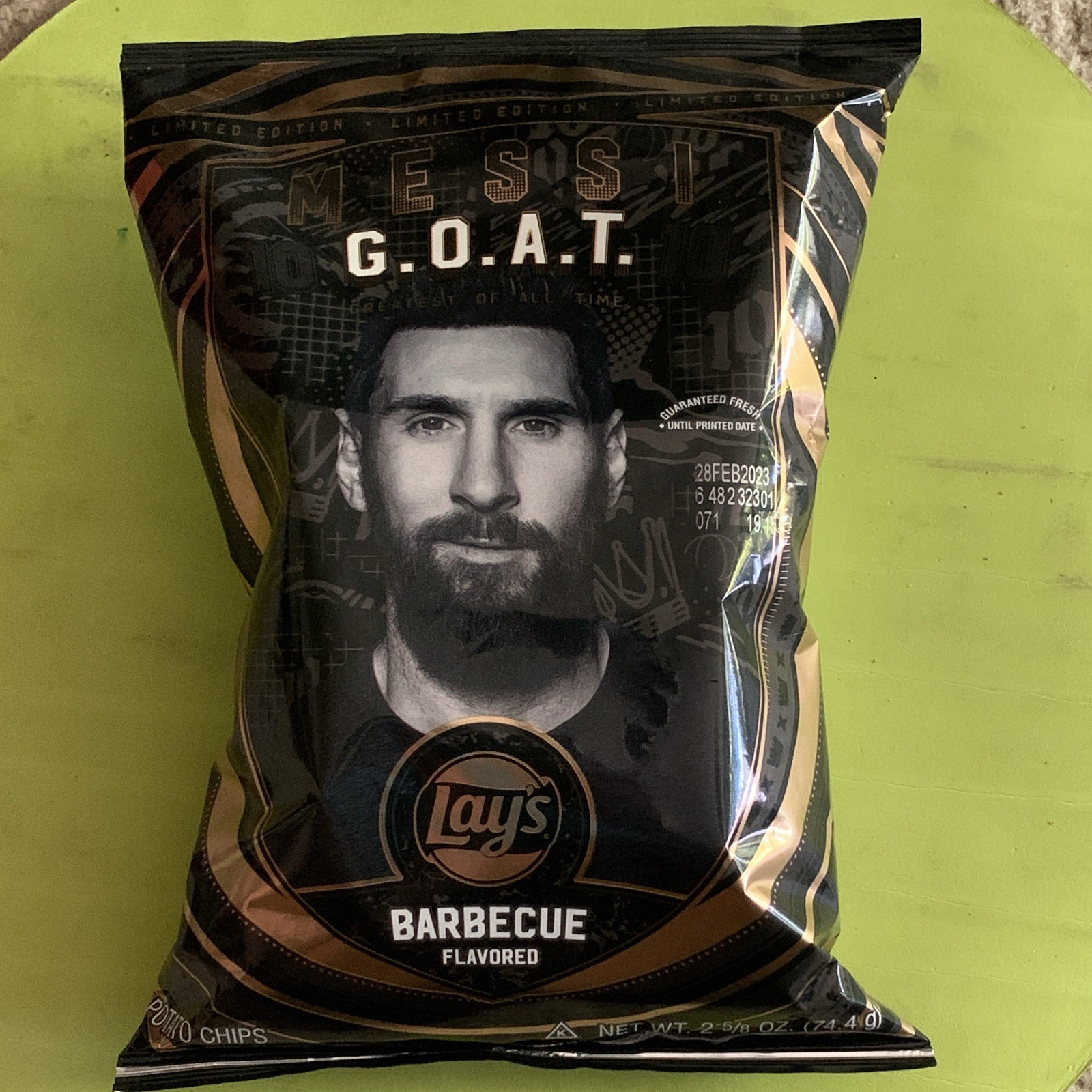 Lay’s G.O.A.T. Lionel Messi Bbq Potato Chips – 2.625 oz Bag Special Edition 2023