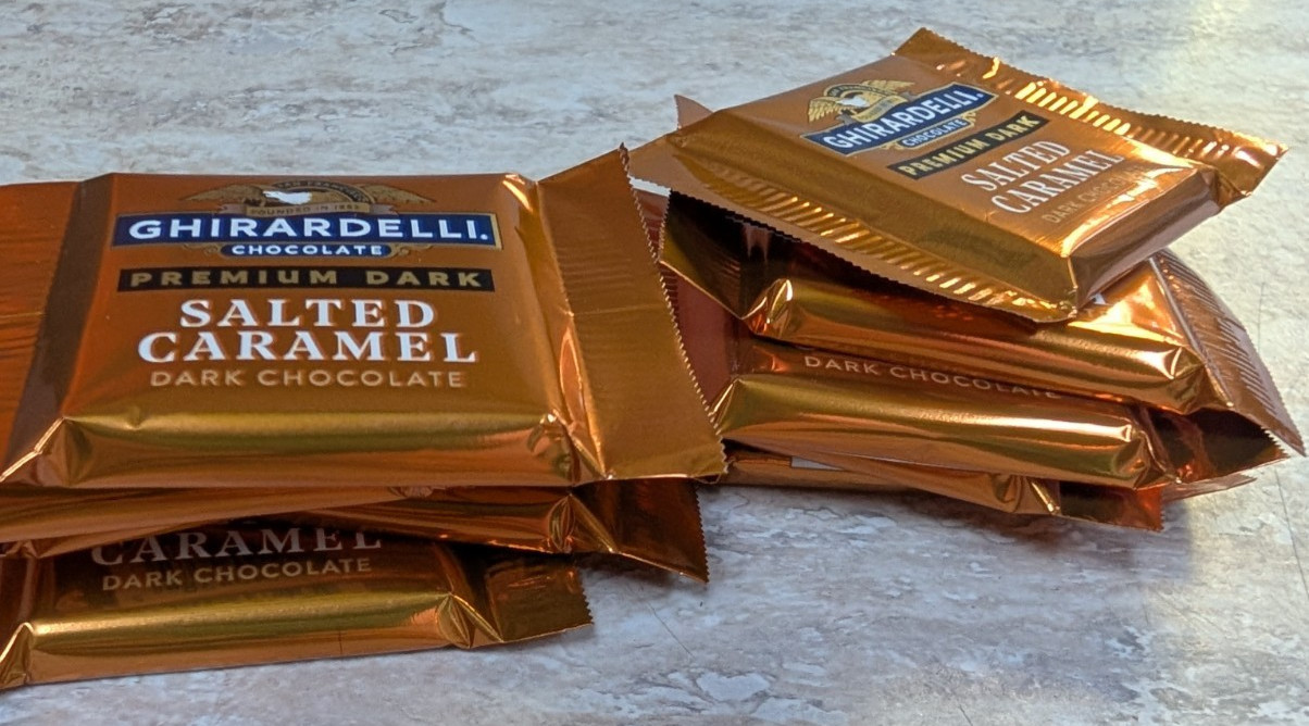 20 (8oz total) Premium Dark Salted Caramel Ghirardelli Chocolate Squares