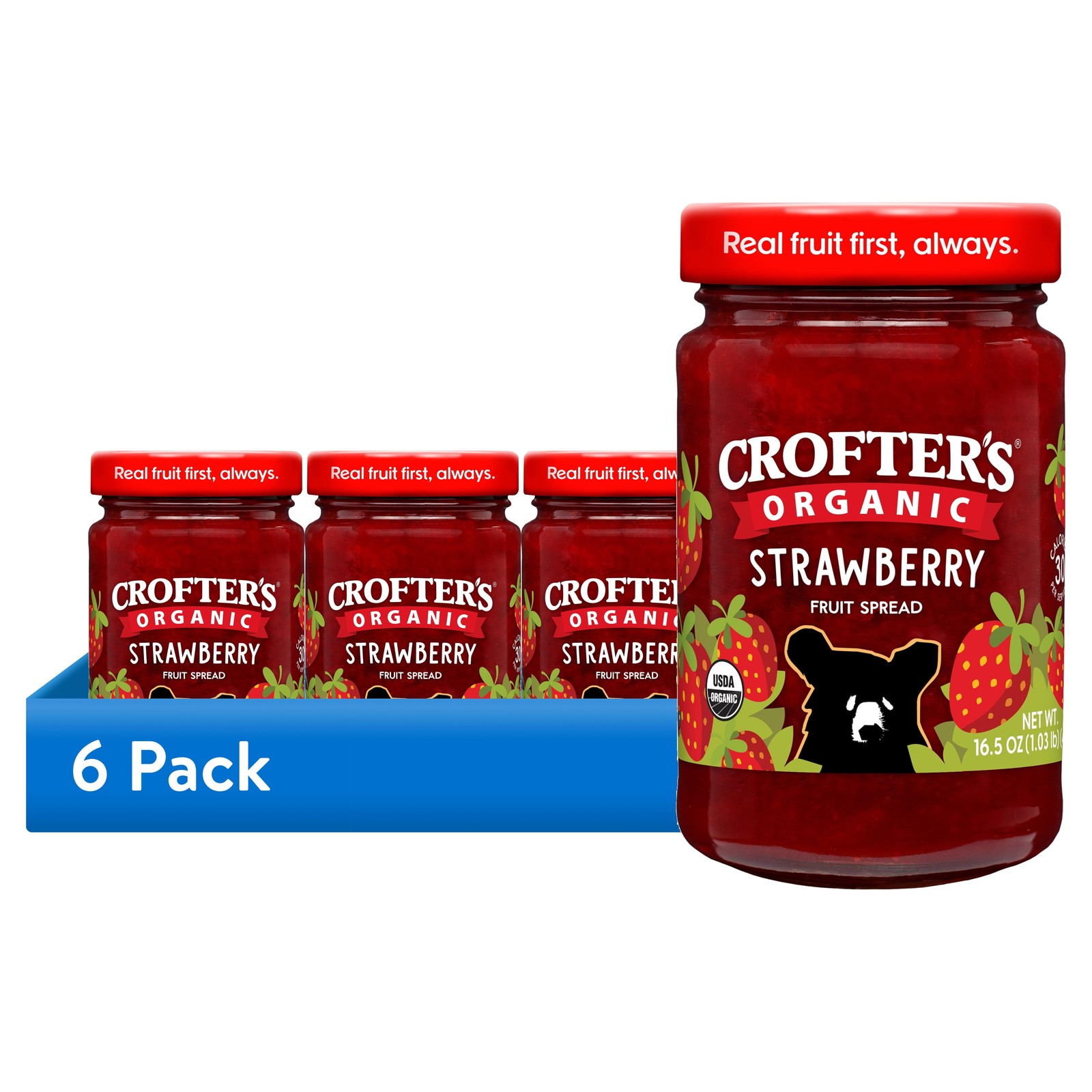 (6 Pack) Crofters Organic Strawberry Premium Fruit Spread, 16.5 Oz