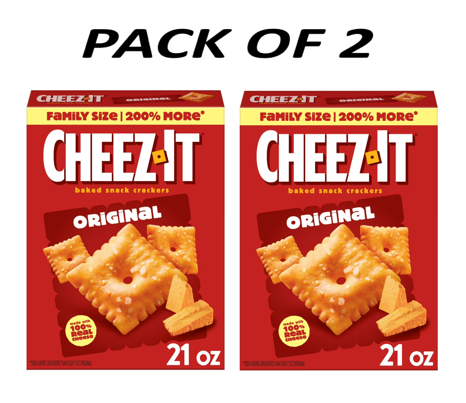 Cheez-It Original Cheese Crackers, Baked Snack Crackers, 21 oz pack of 2