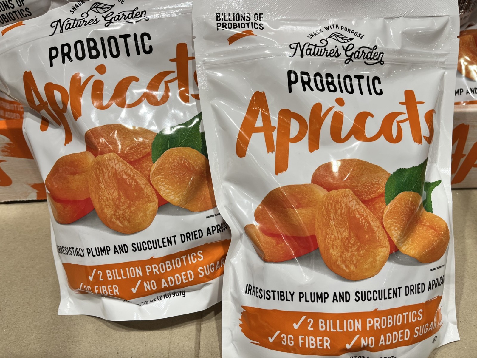 2 Packs Nature’s Garden Probiotic Apricots Plump Dried Fruit 40oz Each Jumbo Bag