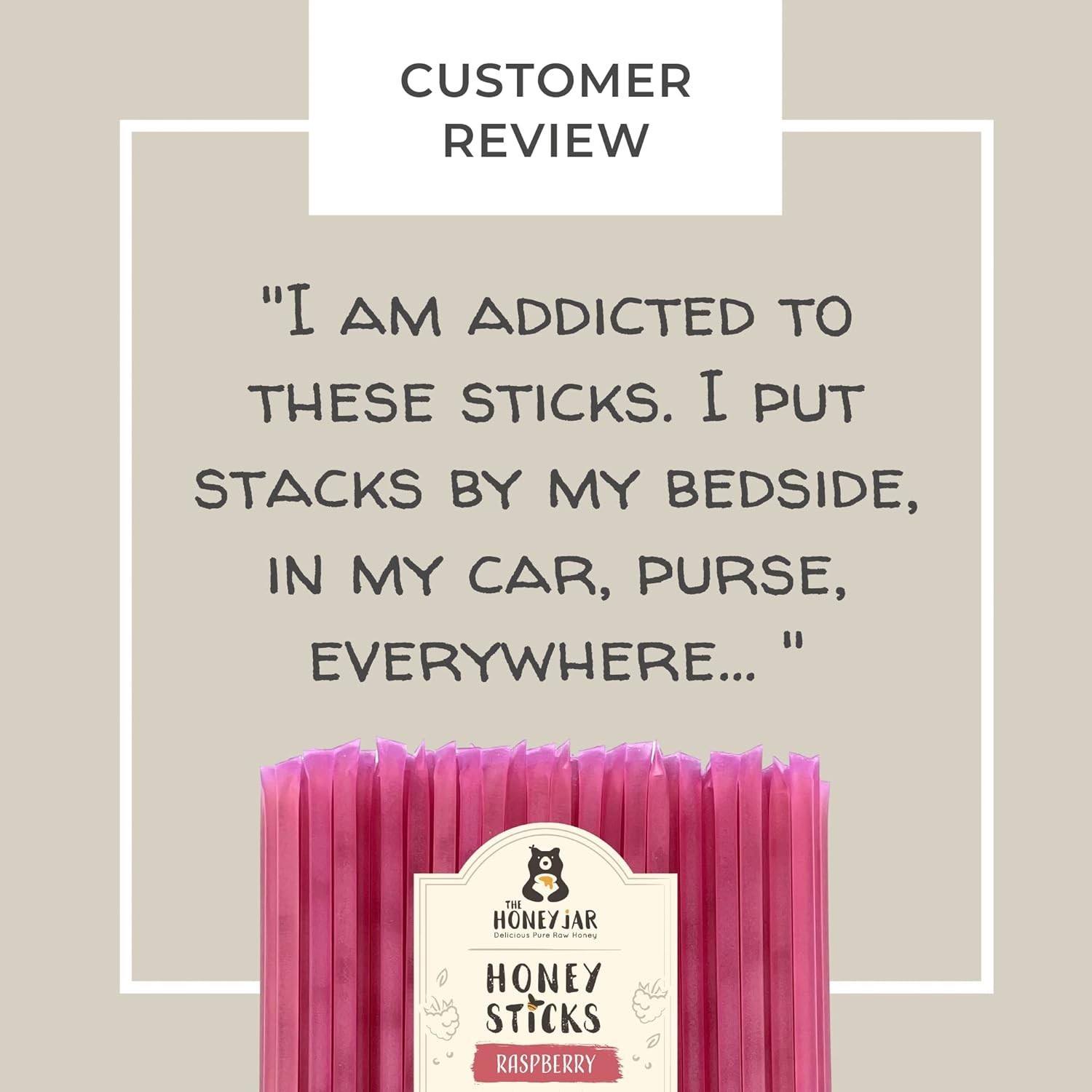 Organic Raspberry Honey Sticks, 50 Count – Healthy Snack & Beverage Sweetener