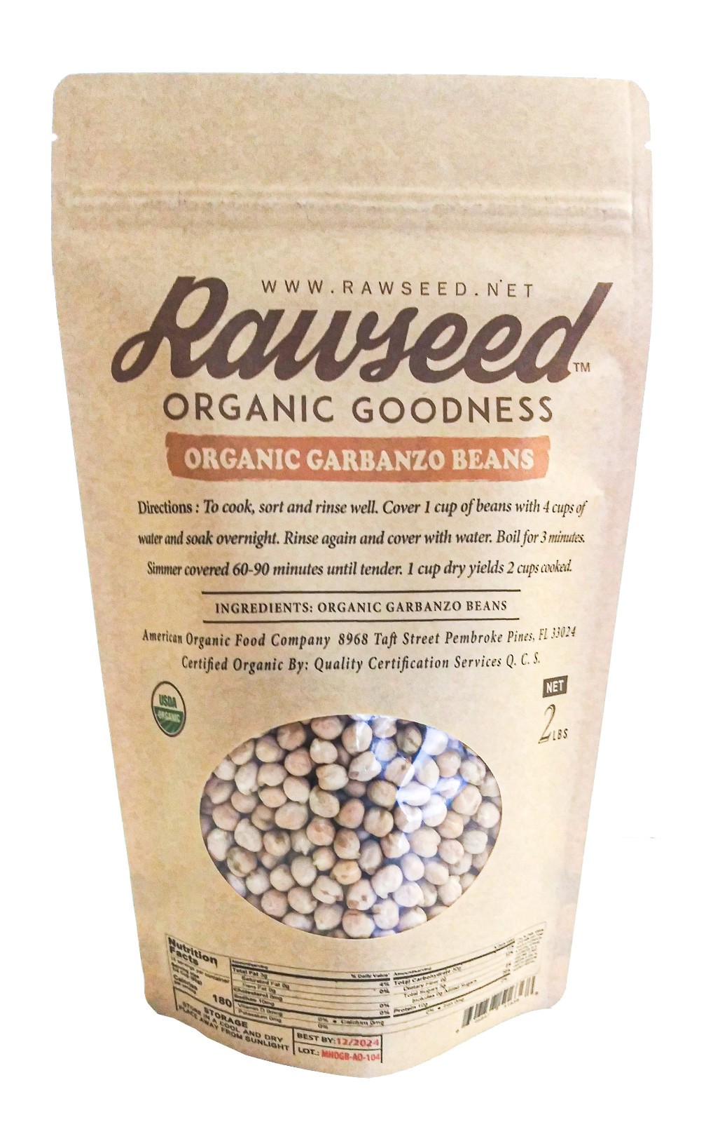 Rawseed Organic Garbanzo Beans (Chickpeas) (2 Lbs)