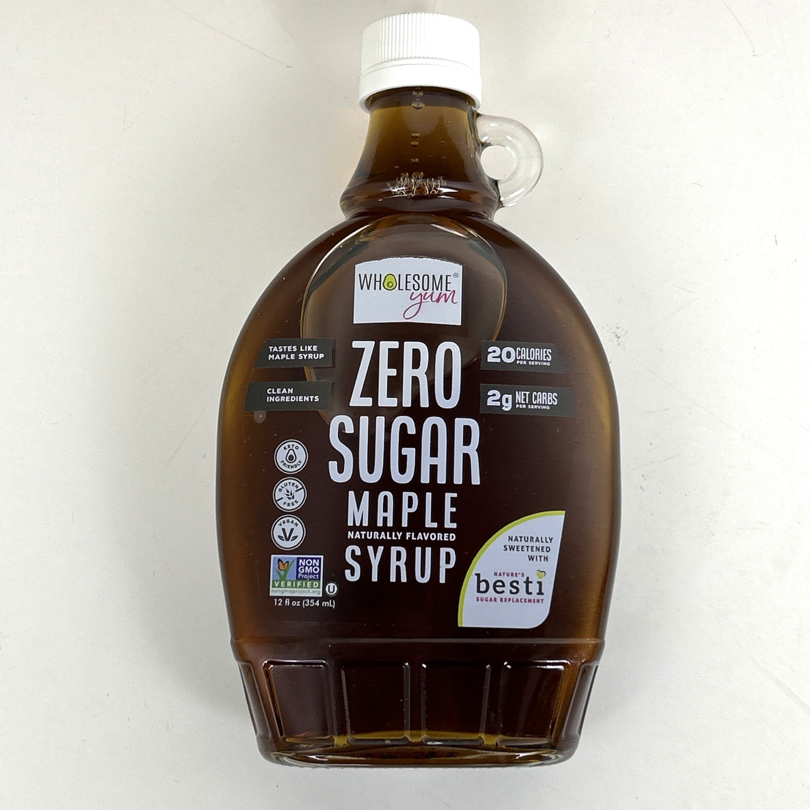 Wholesome Yum Zero No Sugar Maple Syrup Keto Diet Low Carb Monk Fruit 12oz NEW