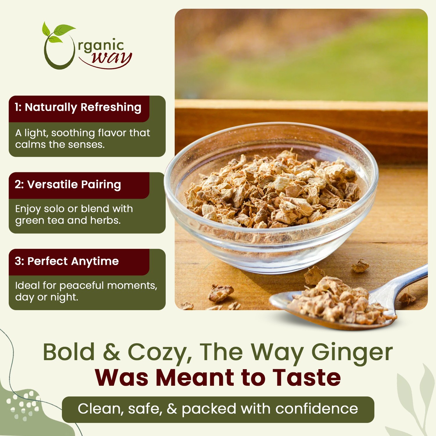 Organic Way Dried Ginger Root Cut & Sifted – Organic, Kosher & USDA Certified