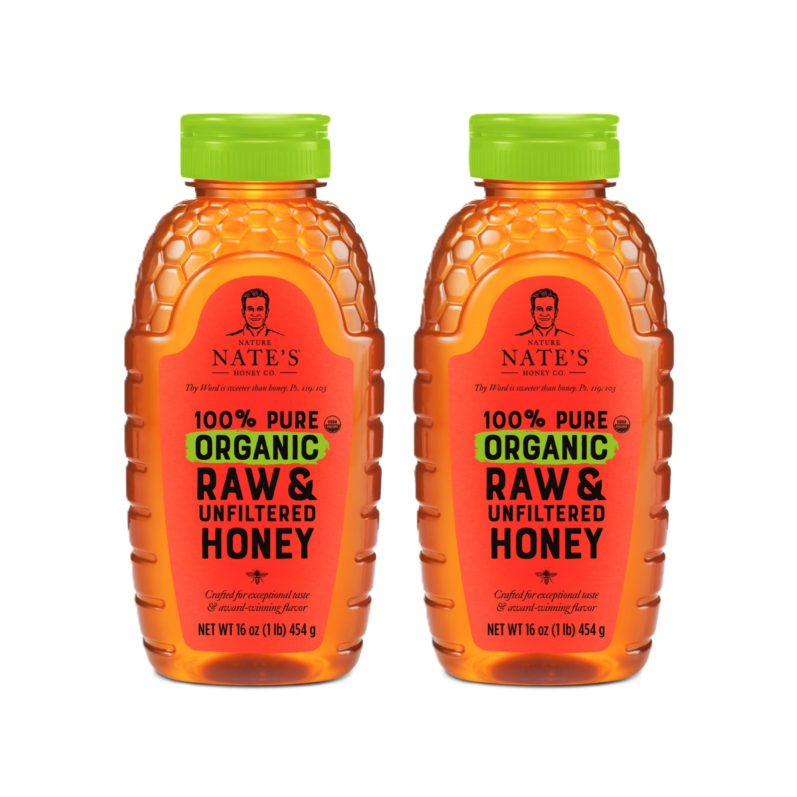 Nature Nate’s Organic Honey: 100% Pure, Raw and Unfiltered Honey – 16 fl oz Glut