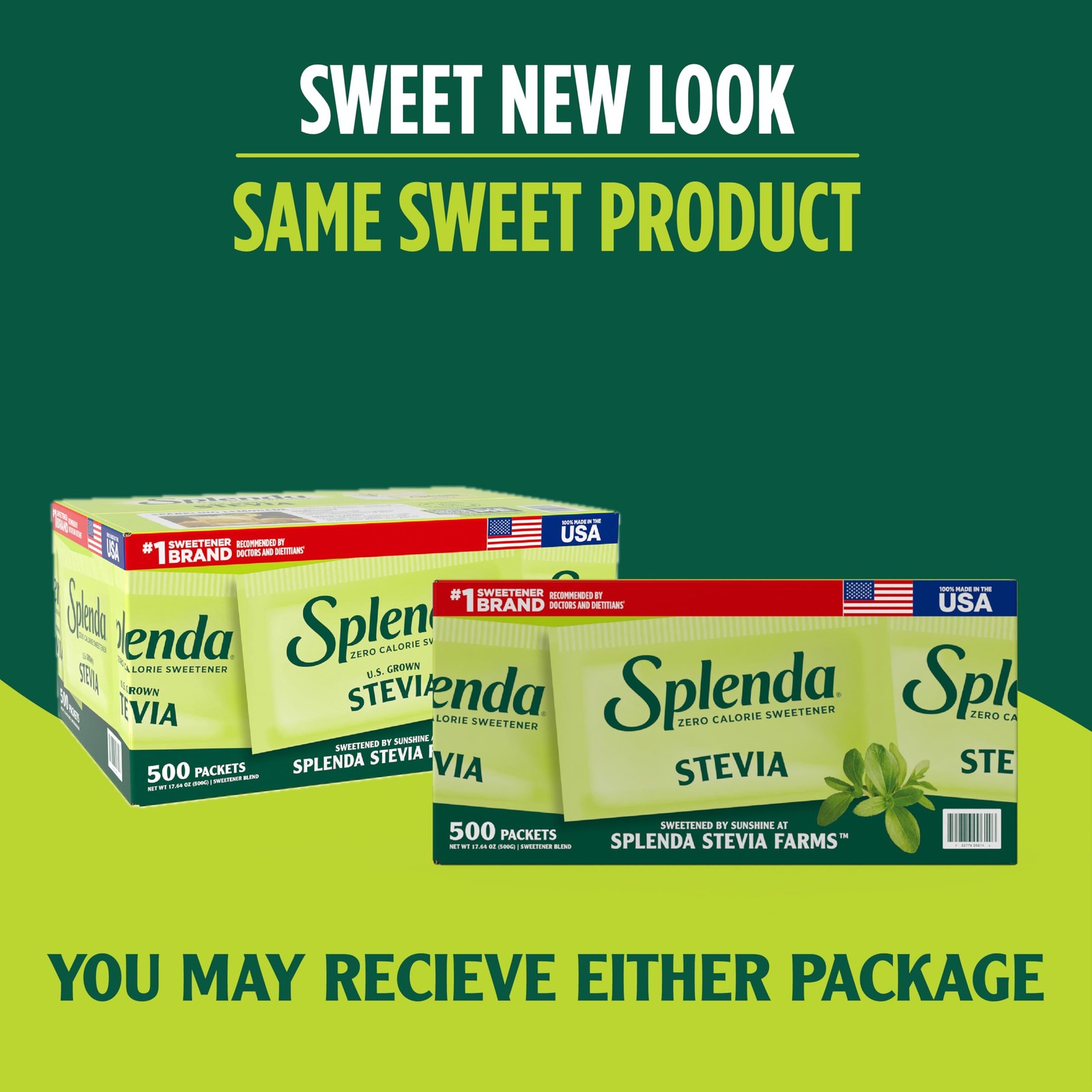 SPLENDA Stevia Zero Calorie Sweetener, Plant 500 Count (Pack of 1), White