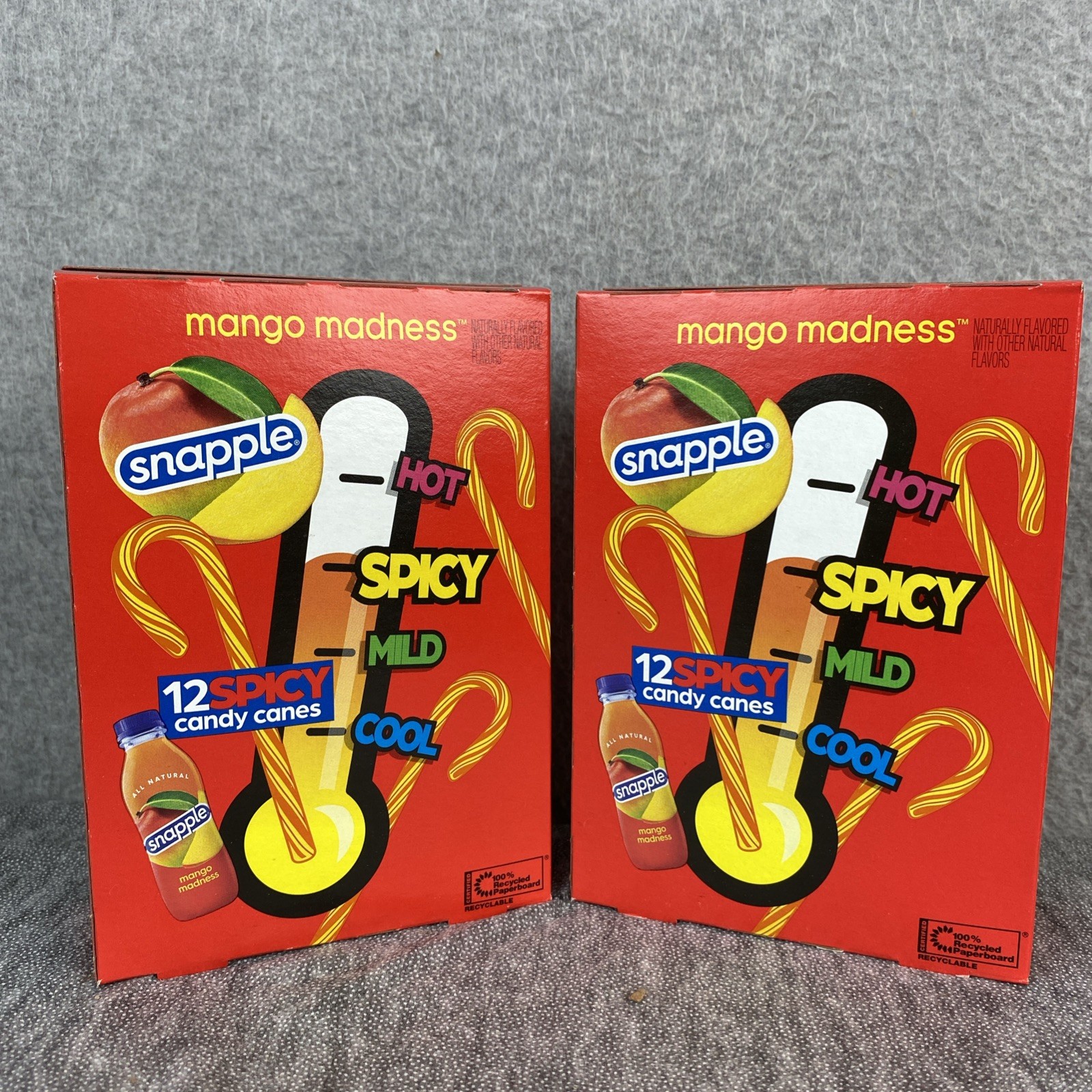 Snapple Candy Canes 12 Spicy Mango Madness Lot of 2 Boxes Christmas Candy NEW✅