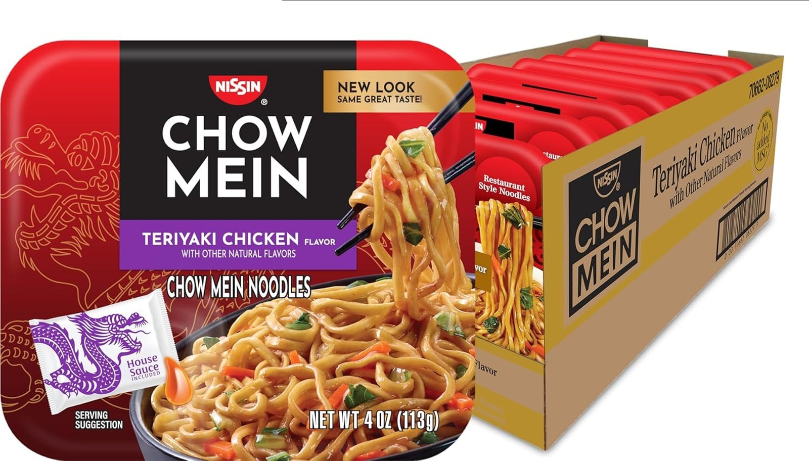 Nissin Chow Mein Noodles Teriyaki Chicken 4 Ounce Pack of 8