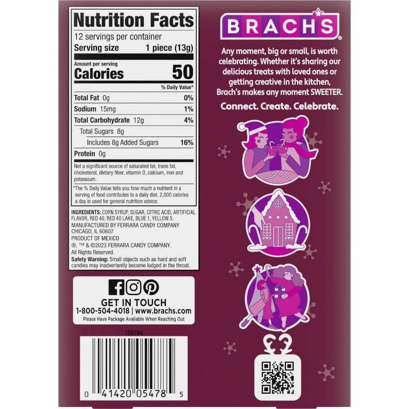 Brach’s Holiday Christmas Cherry Candy Canes 12 Count – 2 Boxes