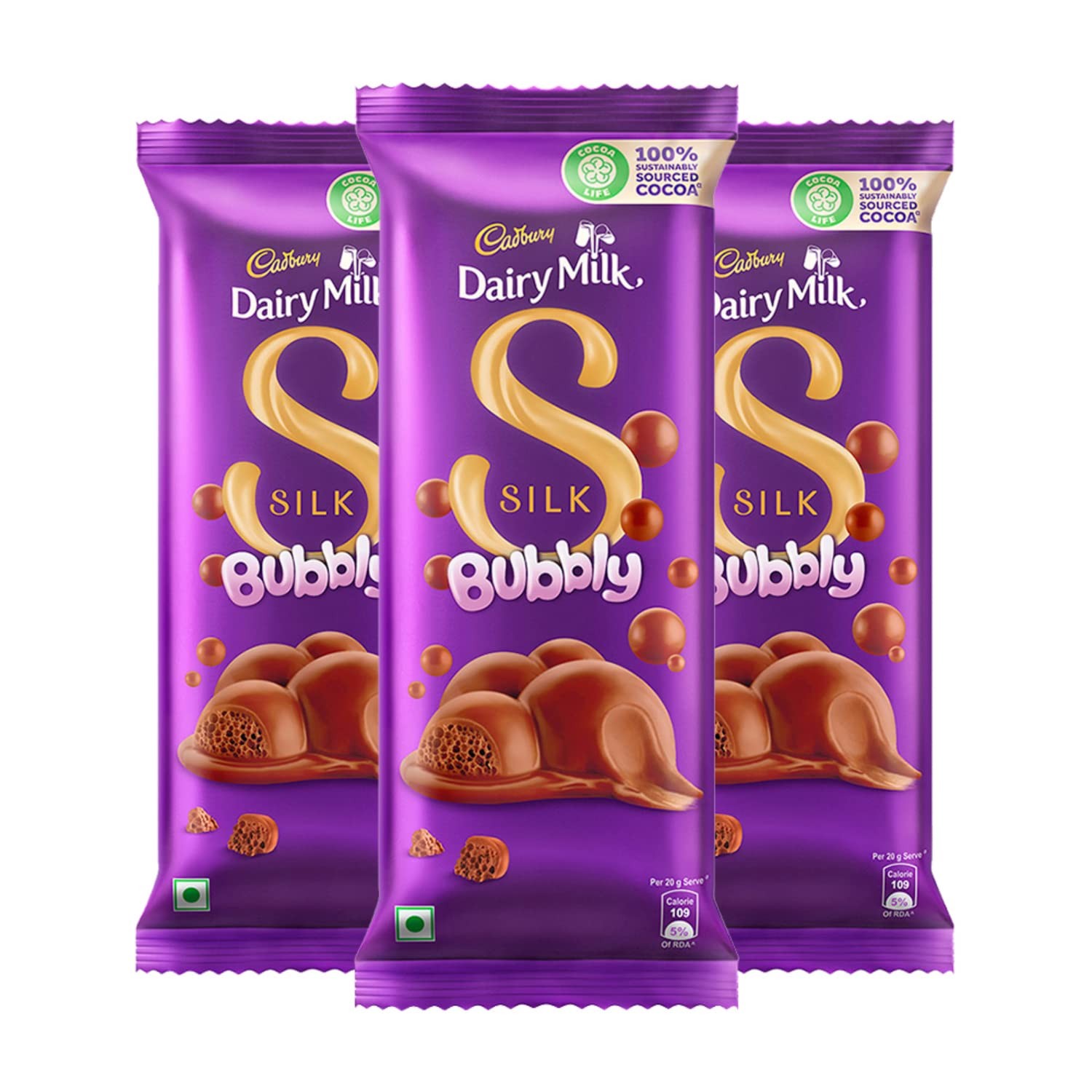 3 X Cadbury Dairy Milk Silk Bubbly Chocolate 112g ( PACK OF 3)
