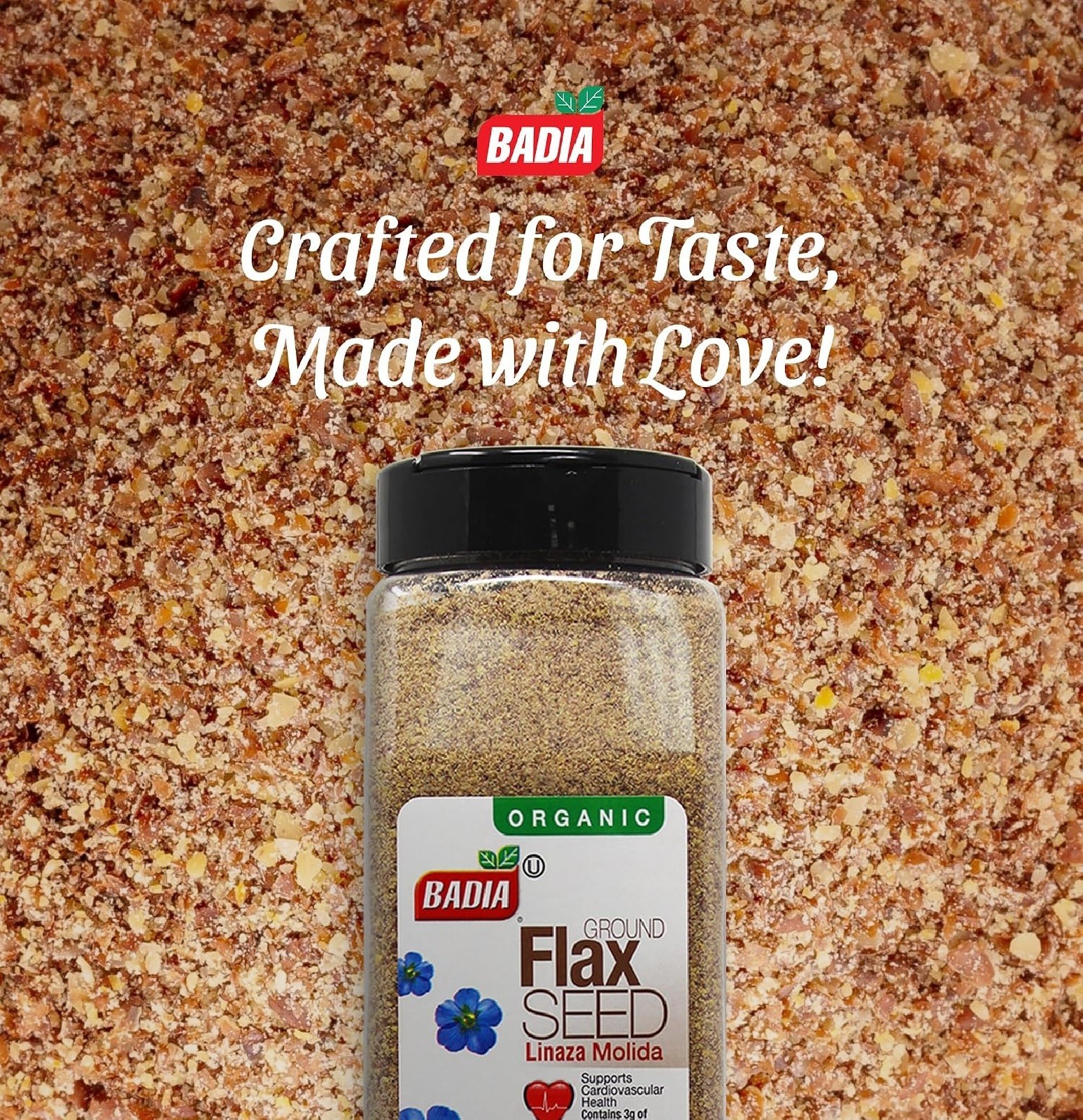 Badia Organic Ground Flax Seed 16oz – Superfood, Omega-3, Fiber, Non-GMO, Baking