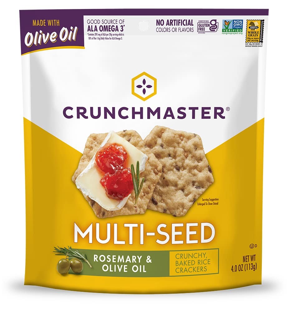Crunchmaster Multi Seed Crackers Rosemary Olive Oil 4 Ounce Pack