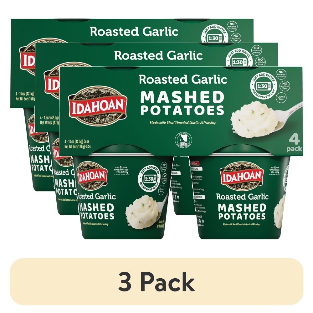 Roasted Garlic Mashed Potatoes Cups 1.5 oz 4 Count 3 Pack