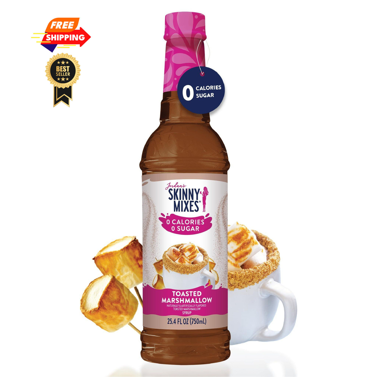 Jordan’s Skinny Mixes Sugar Free Coffee Syrup, Toasted 25.4 Fl Oz (Pack of 1)