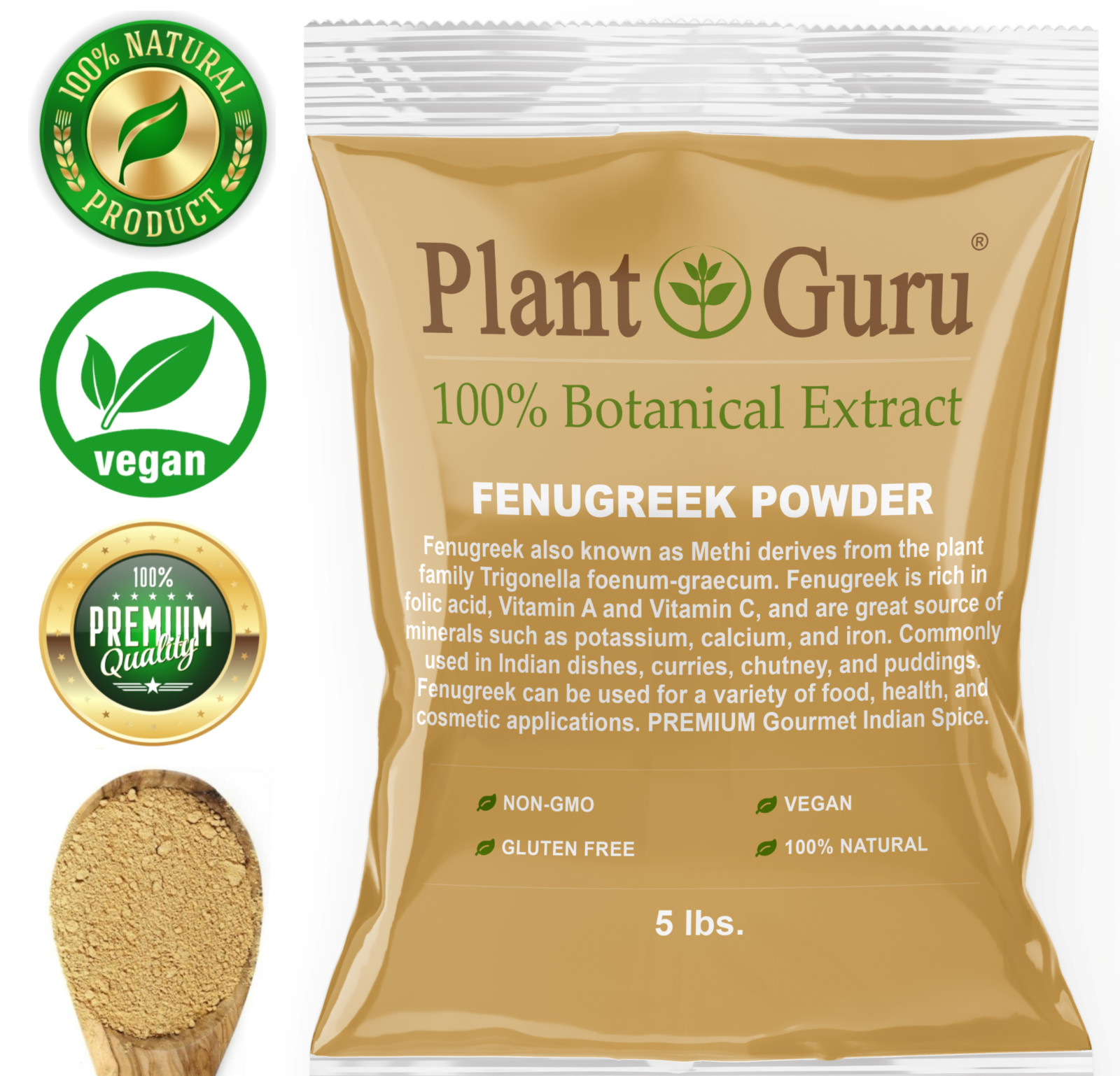 Fenugreek Seed Powder 5 lbs. Bulk Non-GMO Ground Methi Trigonella Foenum Graecum