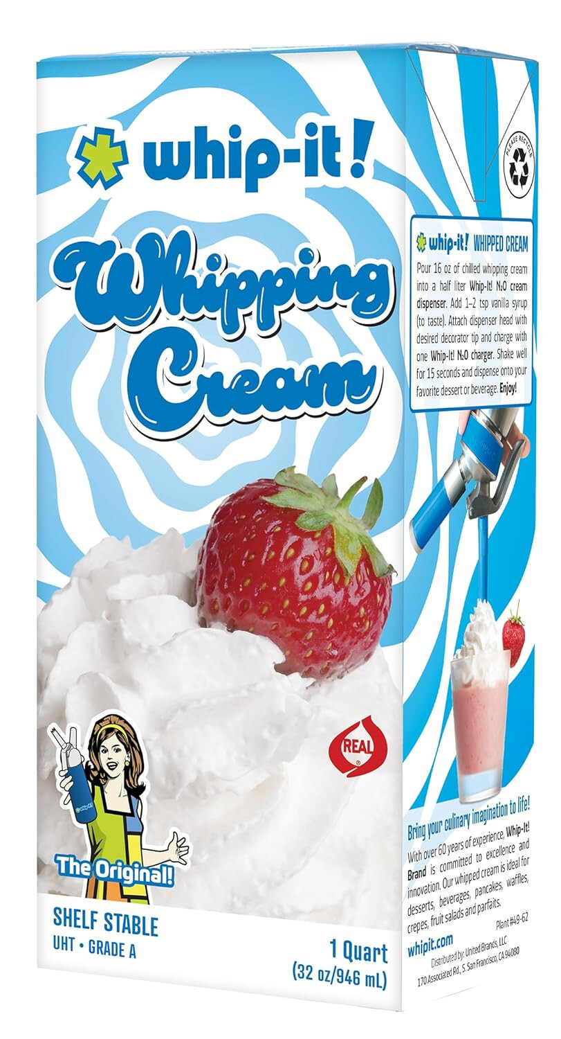 Whip-It! Heavy Whipping Cream, Shelf Stable – 32 ounces- CASE OF 12 PCS WHIP IT