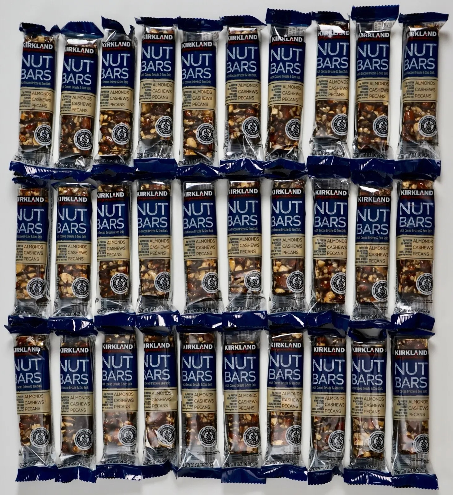 Kirkland Nut Bars Almonds Cashews Pecans Cocoa Drizzle Sea Salt, Qty 9 / 15 / 30