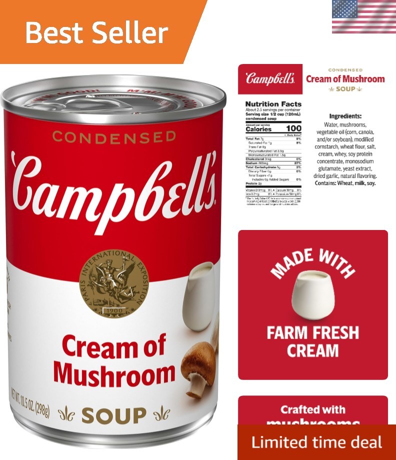 Versatile 10.5 oz Cream of Mushroom Soup – Perfect for Recipes and Comfort