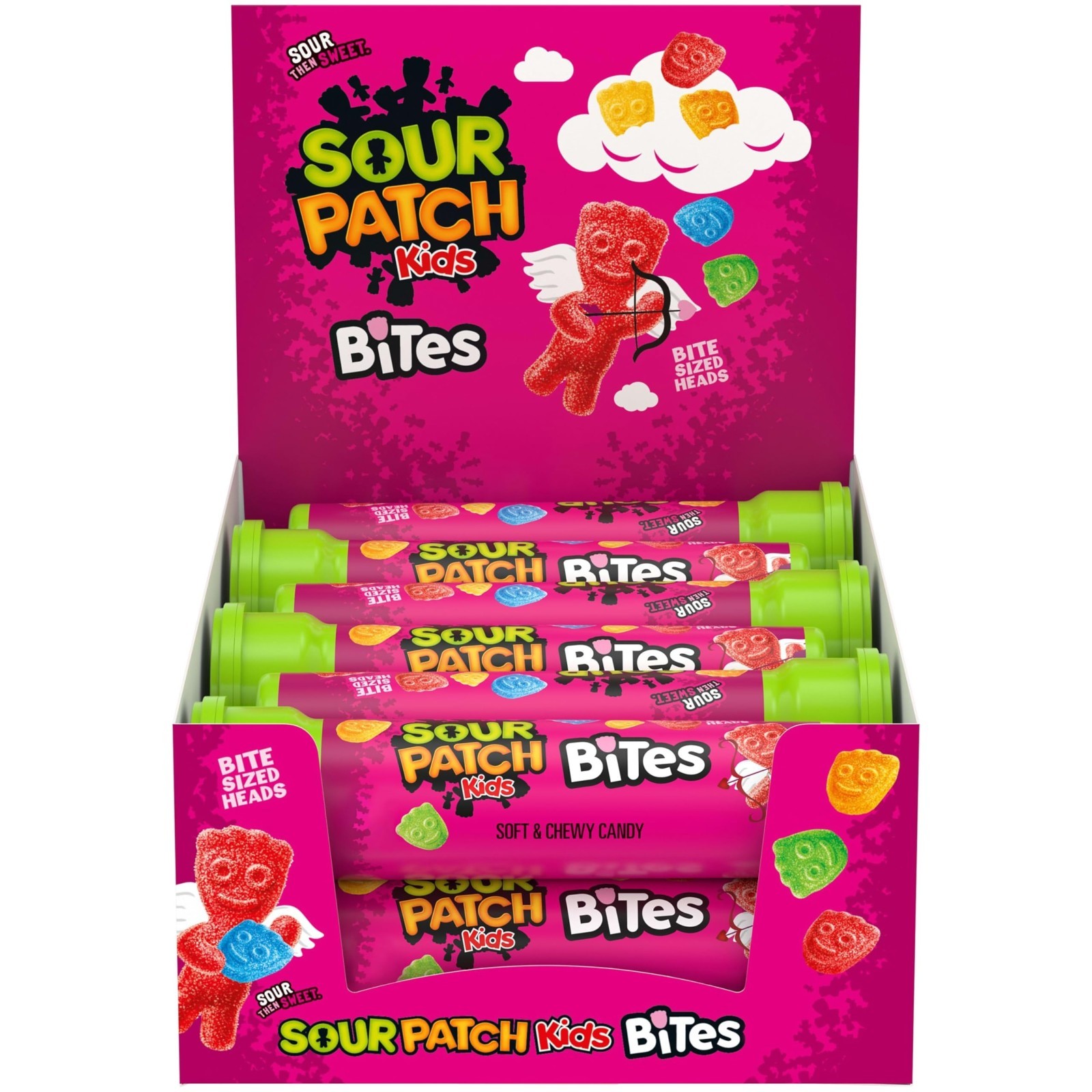 Soft & Chewy Valentine’s Day Candy – SOUR PATCH KIDS Bites, Bulk 12 Tubes, 1.8 o