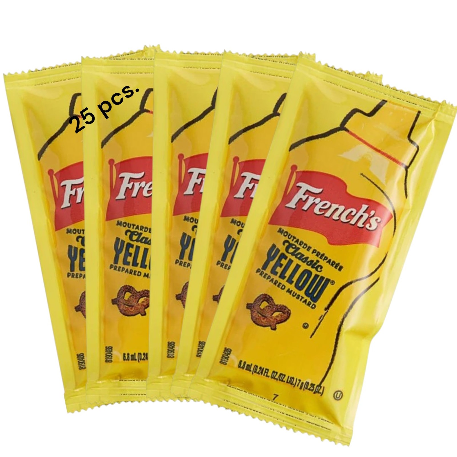 Classic Yellow Mustard Portion Packet, Single Serve (7 gr., 25, Count) 7 gr.