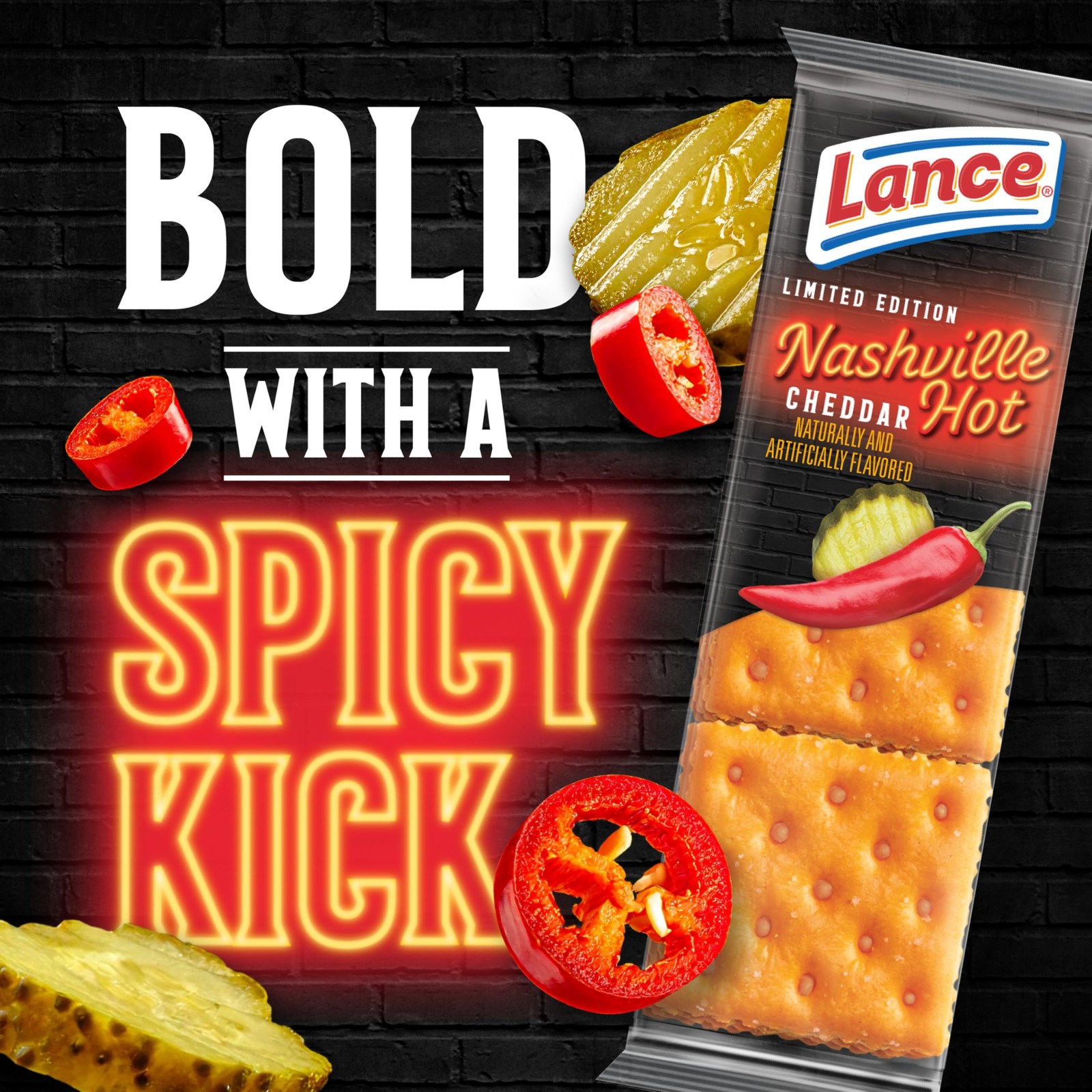 Lance Nashville Hot Cheddar Sandwich Crackers, 10 Pack 1.41 Ounce (Pack of 10)