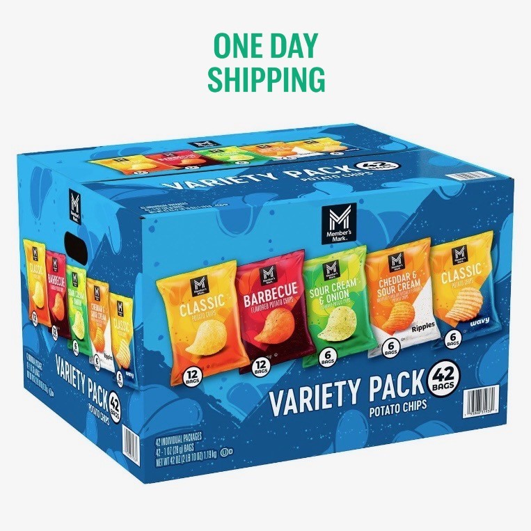 Member’s Mark Potato Chips Variety Pack 1 oz Bags 42 Ct Bulk