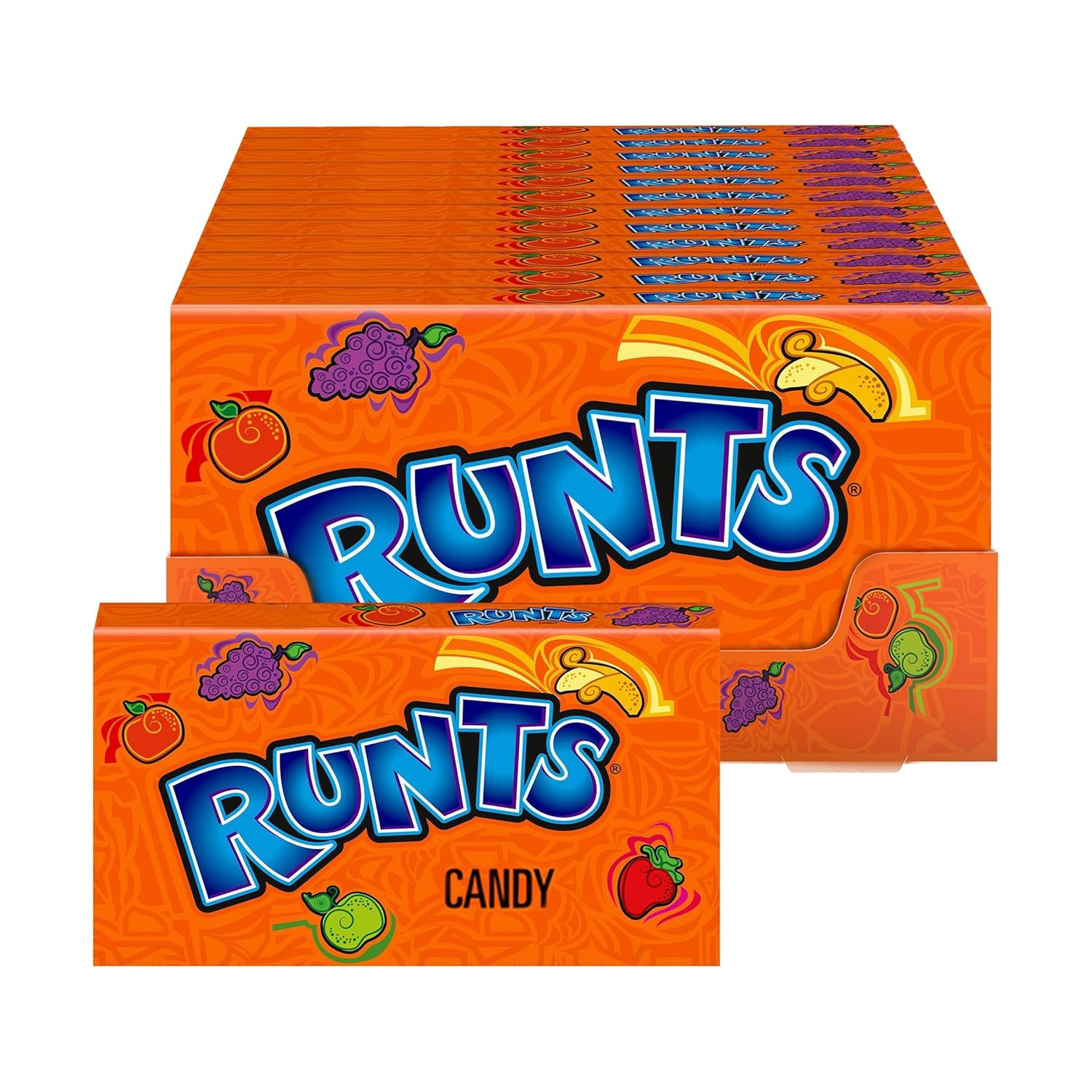 Wonka Runts Hard Chewy & Fruity Candy 5 Ounce Theater Candy Boxes Pack of 12