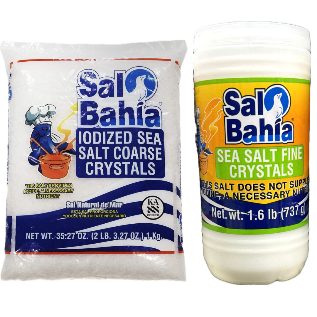 1 PACK Sal Bahia Iodized Non-Iodized Sea Salt Fine OR Coarse Crystals You Choose