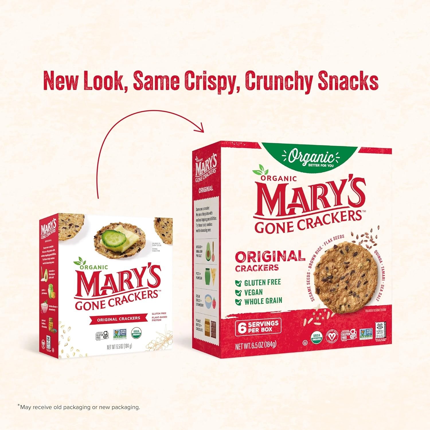 Mary’s Gone Crackers Original Crackers, Flax & Sesame Seeds, Gluten Free, 6.5 Oz