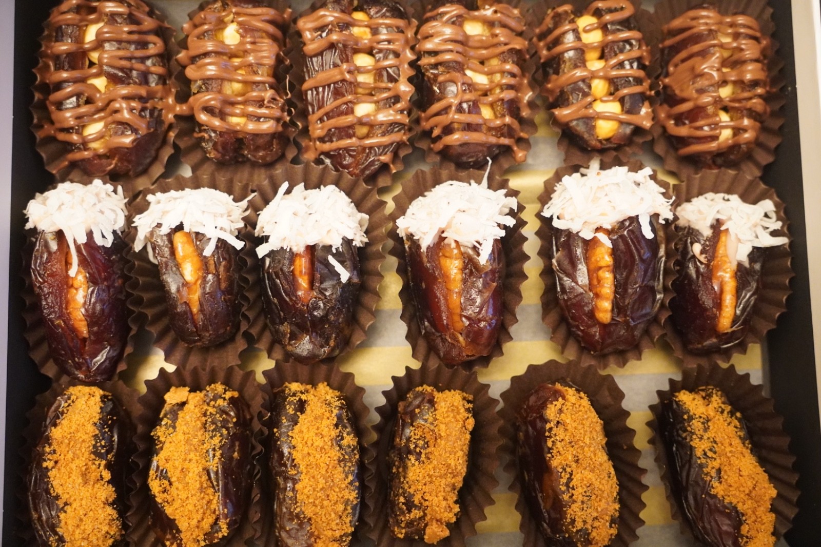 Medjool Dates Covered with Chocolate and filled with nuts/ 24 pieces in a box