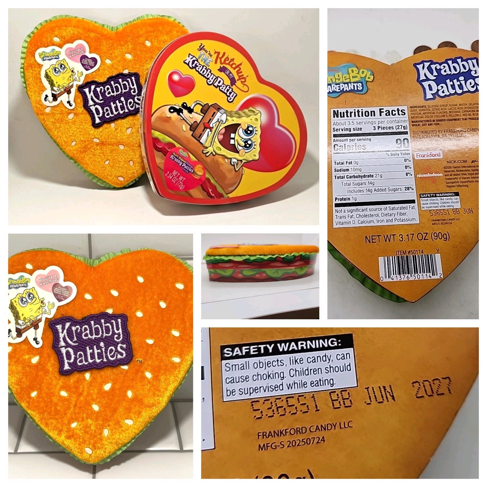Frankford Spongebob SquarePants Krabby Patties Gummy Candy Heart BB 6/2027
