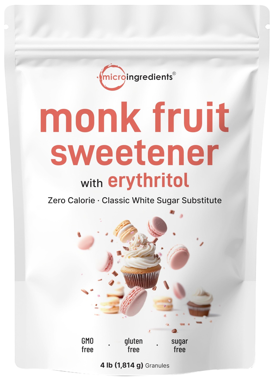 Monk Fruit Sweetener with Erythritol Granules, 4 Pounds, 64 Fl Oz (Pack of 1)