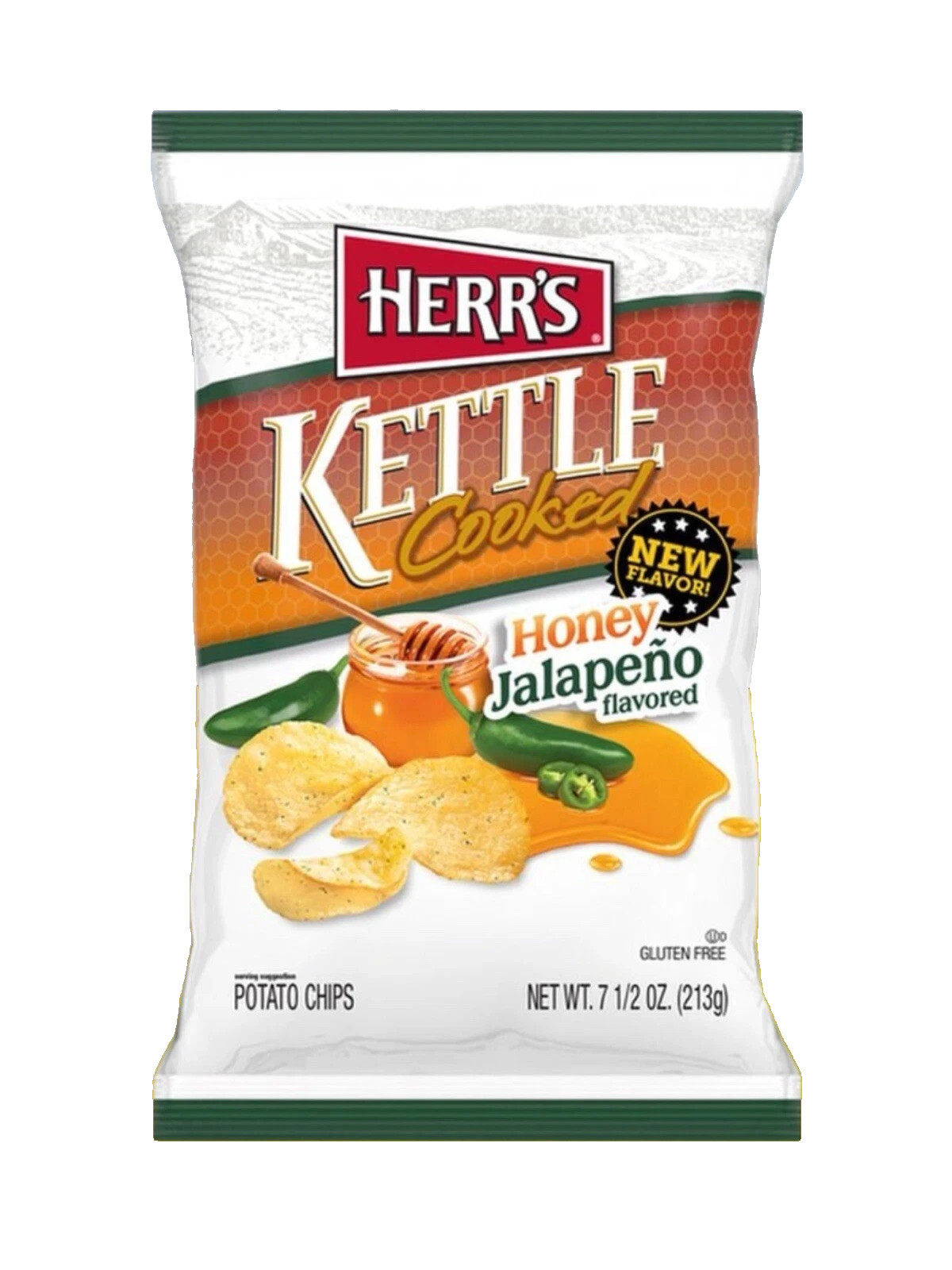 Lot of 8 Limited Edition HERR’s Kettle Cooked Honey Jalapeno Potato Chips 7.5oz