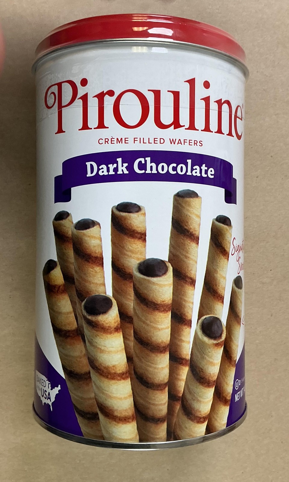 Lot Of 12 Pirouline Dark Chocolate Creme Filled Wafers 14.1oz Tins Exp 7/26