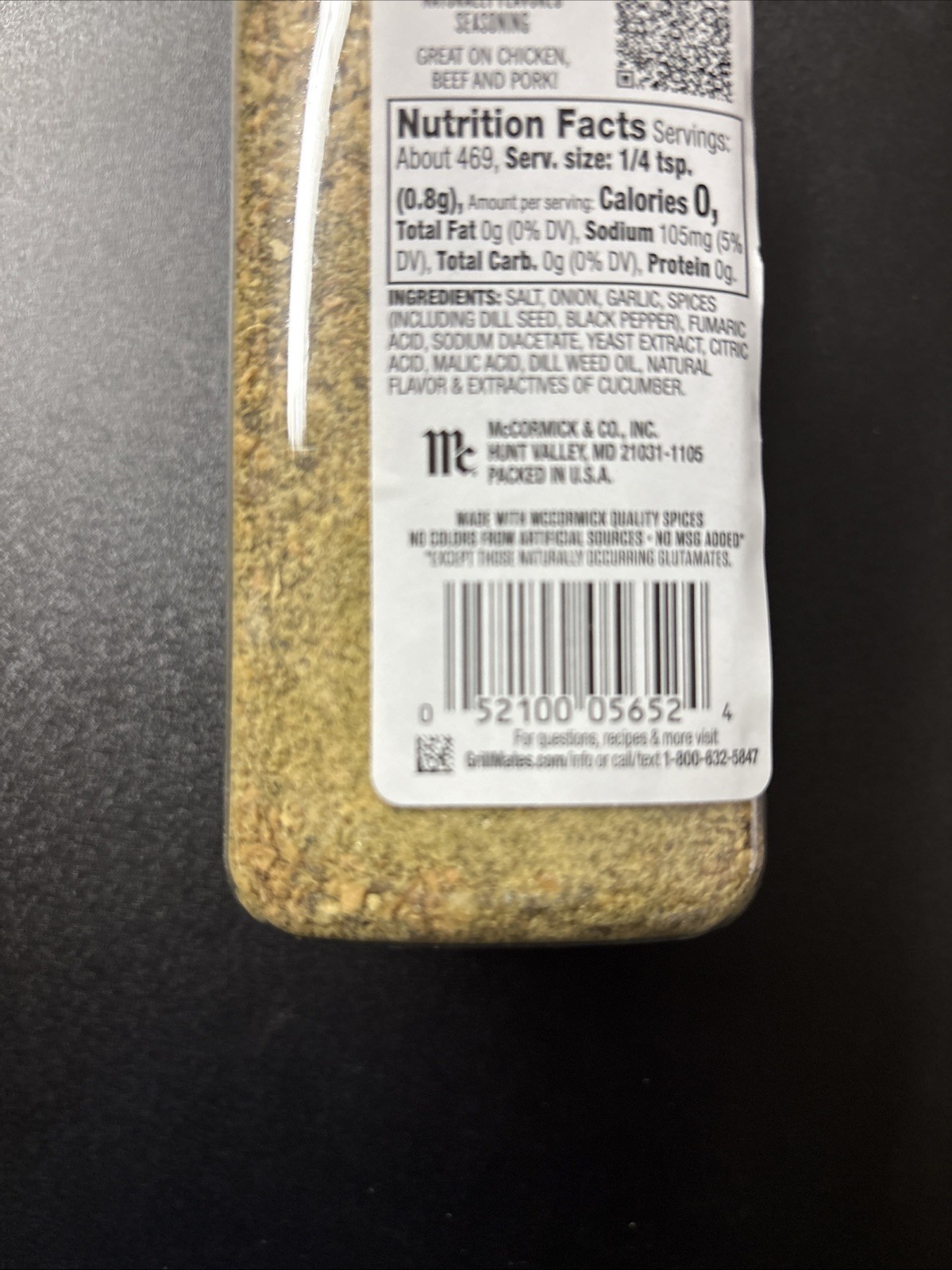 McCormick Grill Mates Dill Pickle Seasoning 13.26 oz (375g) Large Bottle