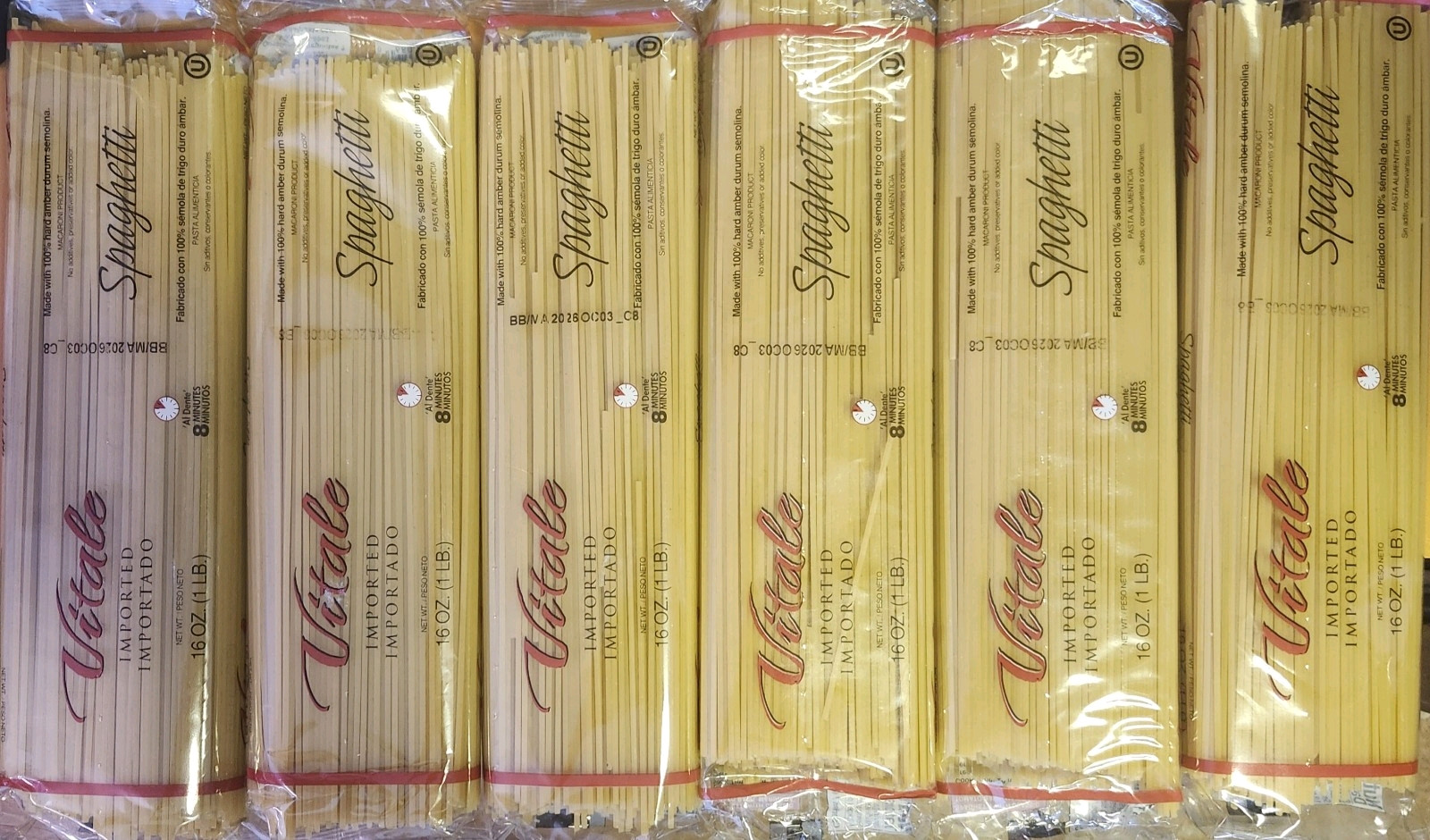 6 VITALE ELBOW MACARONI PASTA (1 LB BAGS-6 LBS TOTAL) BB 2026/2027 FREE SHIPPING