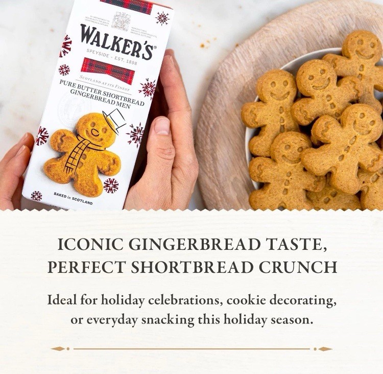 Walker’s Festive Shortbread Gingerbread Men – 4.4 oz Shortbread Cookies Lot of 2