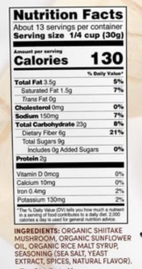 THE SNAK YARD ORGANIC SHIITAKE MUSHROOMS CRISPY,CRUNCHY & SEAONED NET 14.11 OZ