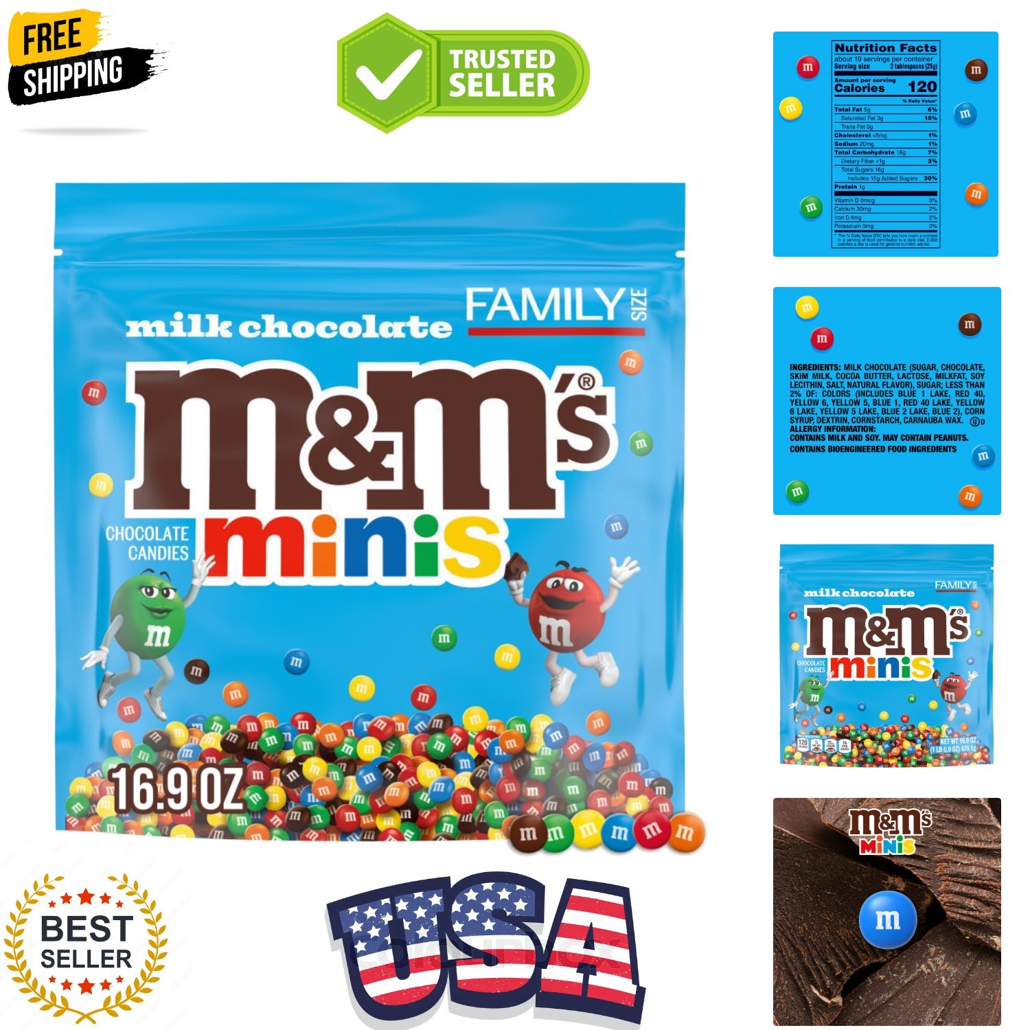 MINIS Milk Chocolate Candy Assortment, Family Size, 16.9 oz Resealable Bulk C…