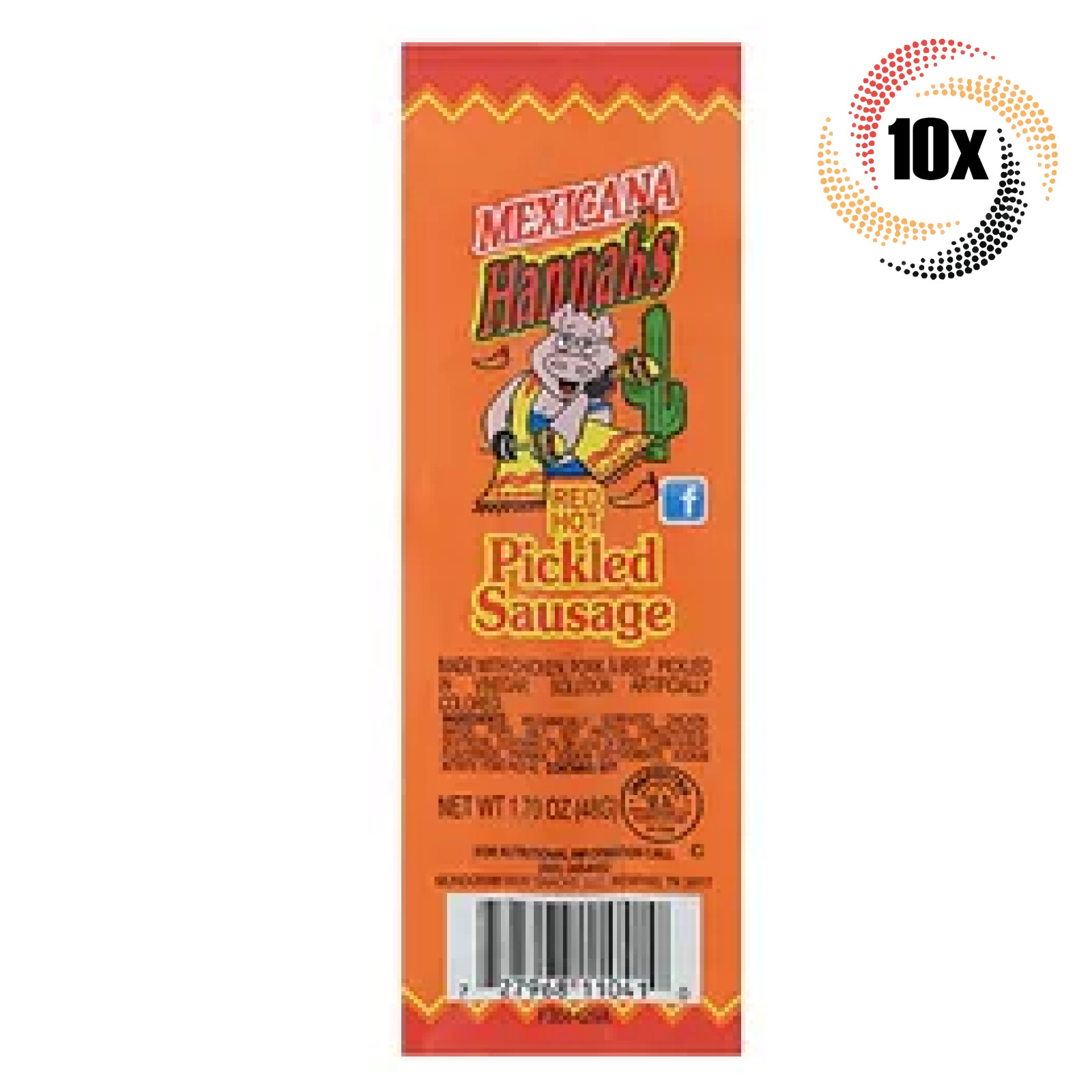10x Sausages Hannah’s Red Hot Big Pickled Chicken & Beef Sausage | 1.7oz