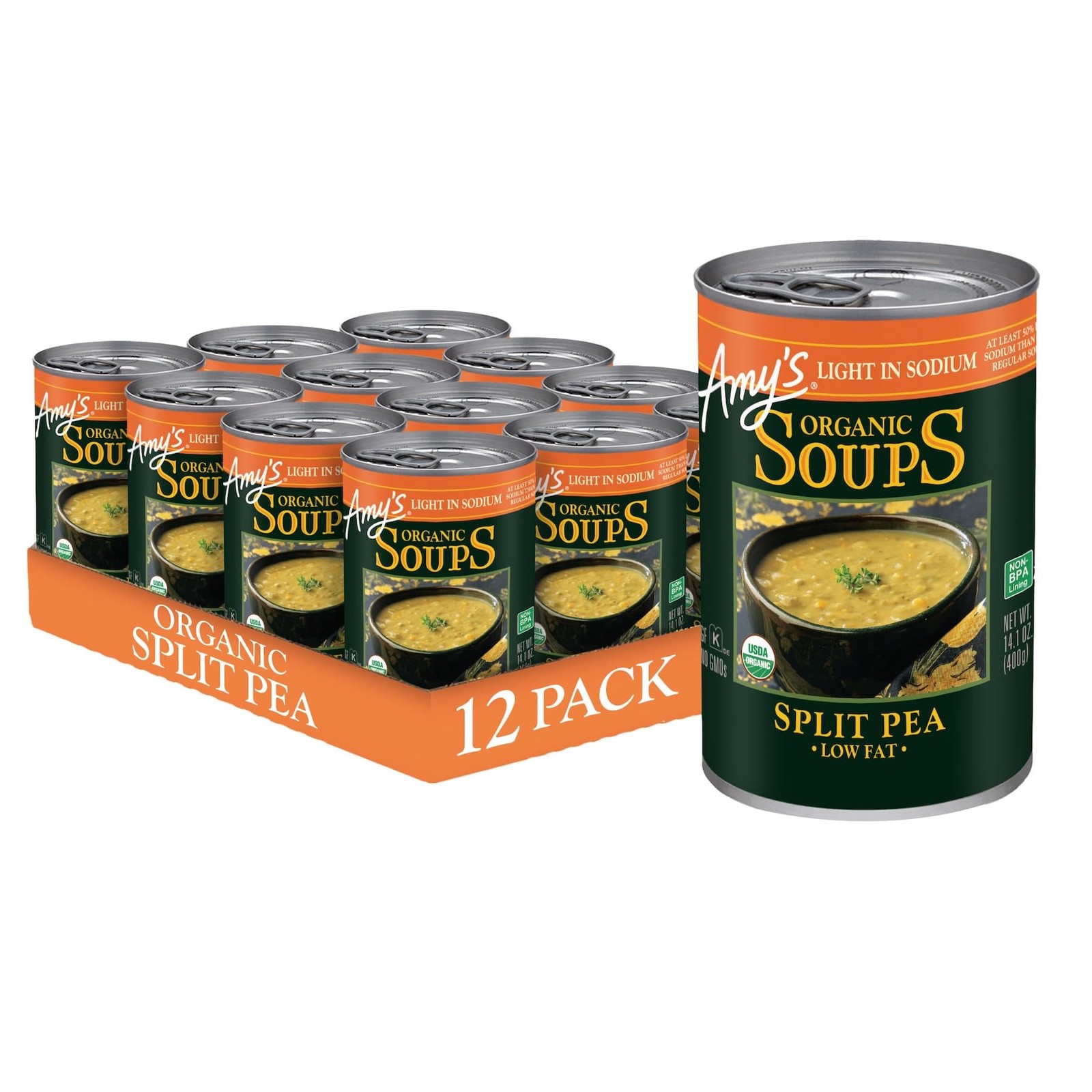 Amys Soup, Vegan Split Pea Canned Soup, Light in Sodium, Gluten Free, Made W…