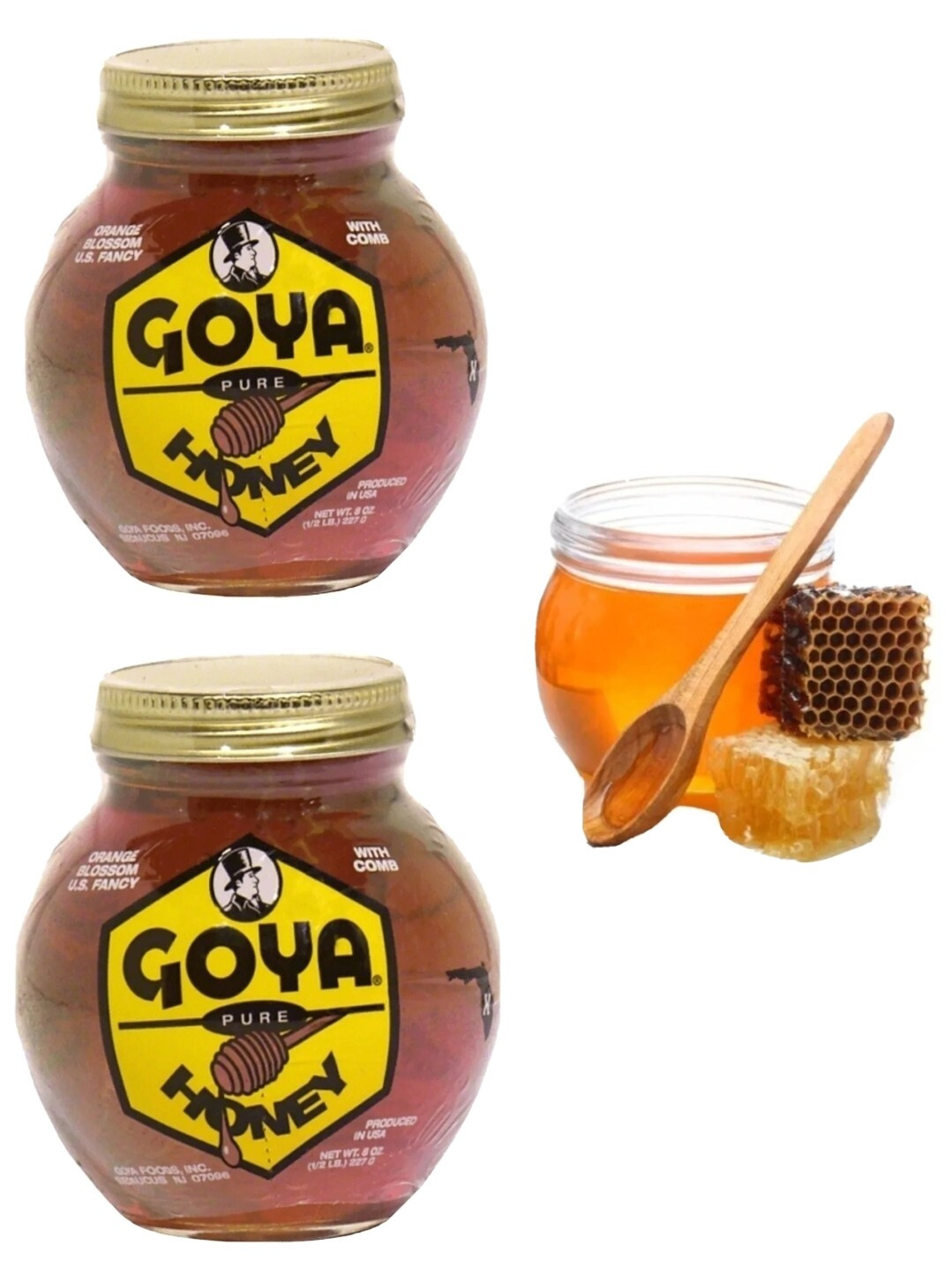 Goya Honey with Comb 100% Pure All Natural Orange Blossom from USA 2 Pks-8Oz Ea.